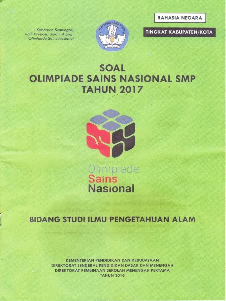 Untuk jenjang smp/sederajat, pada mulanya bidang yang dilombakan adalah matematika. Soal Osn Ipa 2017 1 Pdf
