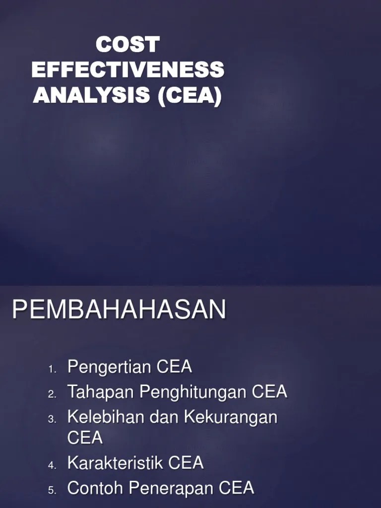 Tujuan cea ( cost effectiveness analysis ) dan bagaimana contoh penerapannya? Cost Effectiveness Analysis Cea Pdf
