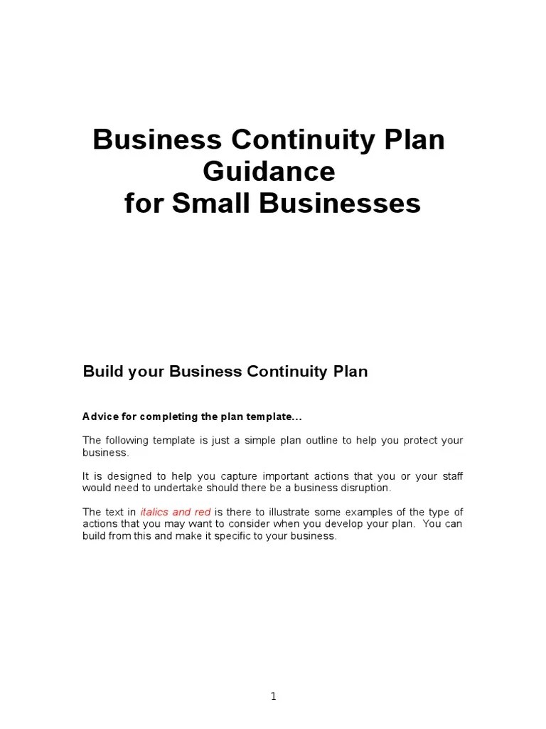Business Continuity Plan Template Emergency Supply Chain