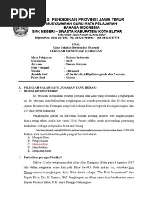 Soal Dan Jawaban Latihan Usbn Bahasa Indonesia Sd Tahun 2021 2022 Pendidikan Kewarganegaraan Pendidikan Kewarganegaraan 