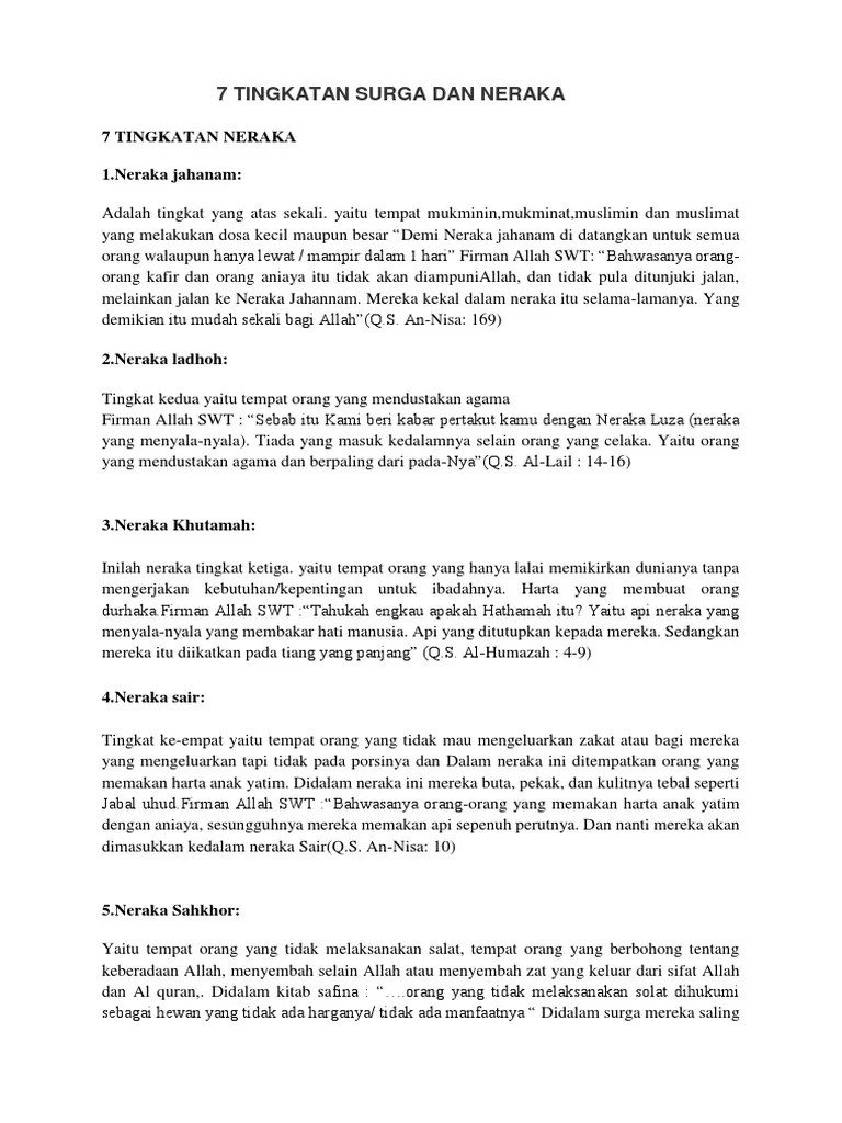 7 Tingkatan Surga Dan Neraka | PDF