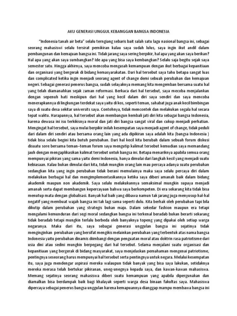 (contoh) aku generasi unggul kebanggan bangsa indonesia