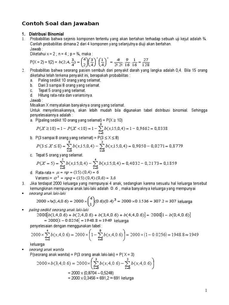 2018 Contoh Soal Dist Binomial Poison Normal Pdf Kami mendapatkan hasil di bawah ini.