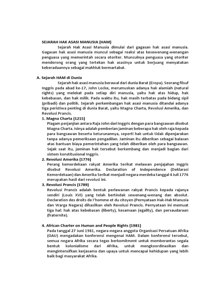 Asasi manusia (ham), dinamika perkembangan hak asasi. Sejarah Hak Asasi Manusia Pdf