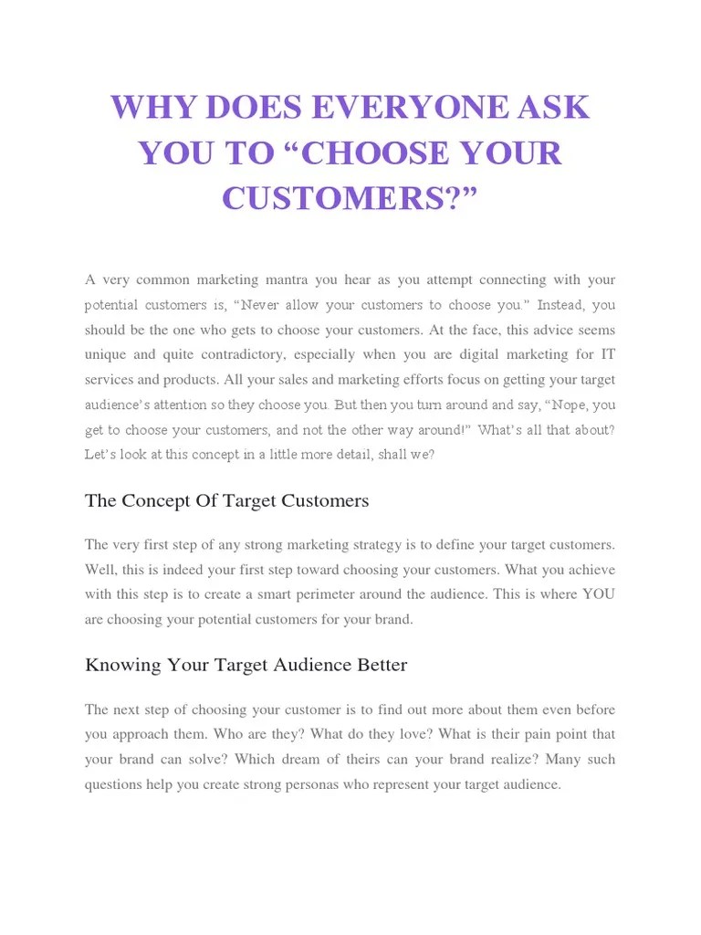 How To Choose Our Customers | PDF | Target Audience | Brand