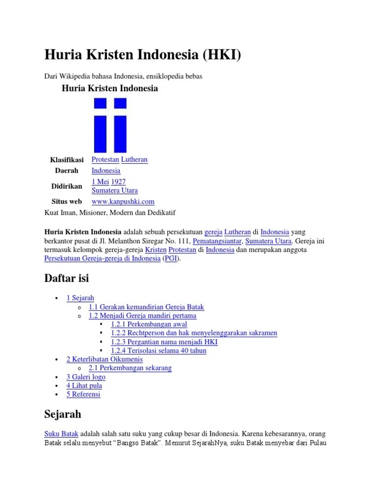 Persis bandung dan gereja hki dame bandung. Huria Kristen Indonesia Pdf