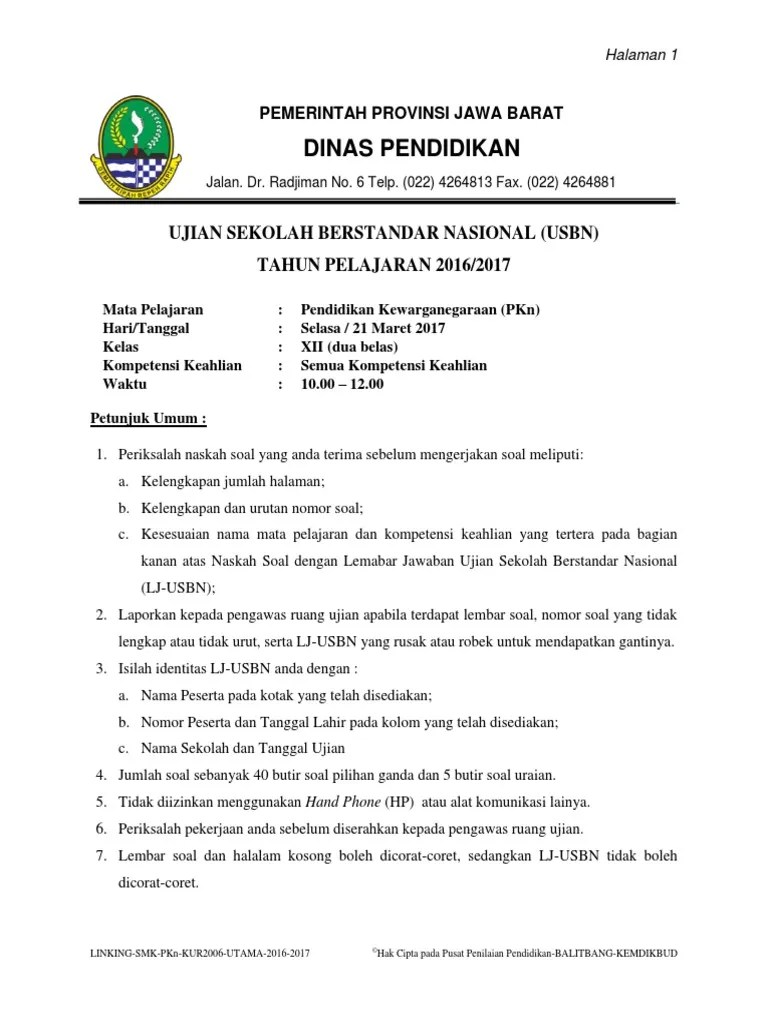 Mar 28, 2021 · soal latihan usbn ppkn (pkn) sma smk dari tahun lalu ini terdiri dari dua jenis yakni soal pilihan ganda atau jamak dan soal esaay atau uraian. 01 Soal Utama Pkn Usbn