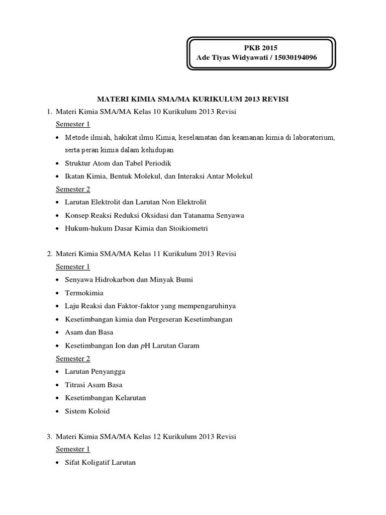 Download rpp dan silabus kurikulum 2013 bahasa indonesia kelas vii,viii dan ix smp/mts. Materi Kimia Kelas 10 Smk Kurikulum 2013 Revisi Cara Golden