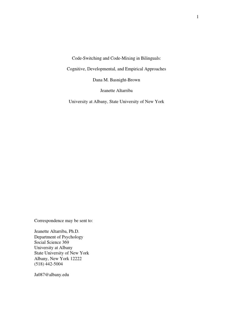 Code Switching And Code Mixing | PDF | Multilingualism | Interpersonal ...