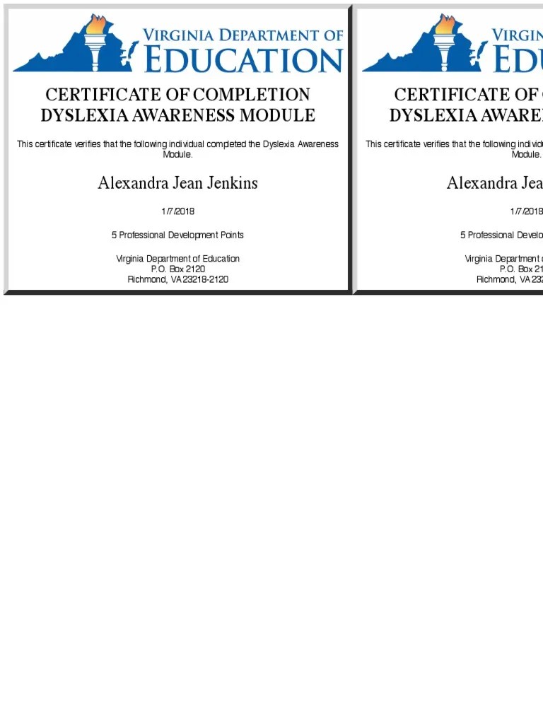 Dyslexia Awareness Completion | PDF
