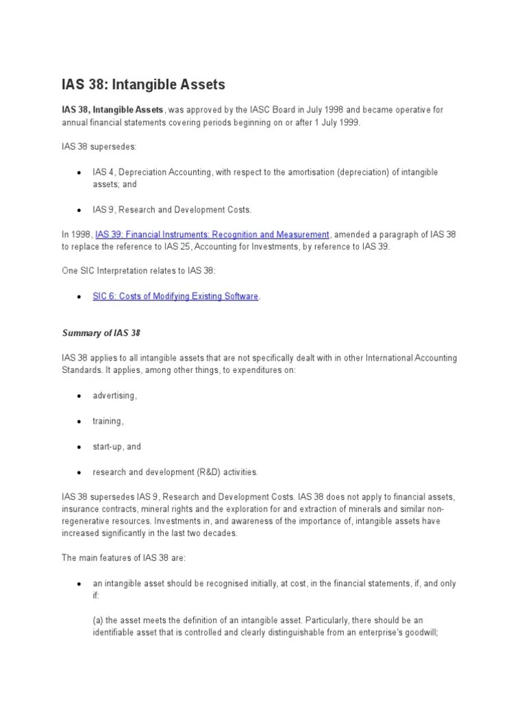 Ias 38 | PDF | Intangible Asset | Goodwill (Accounting)