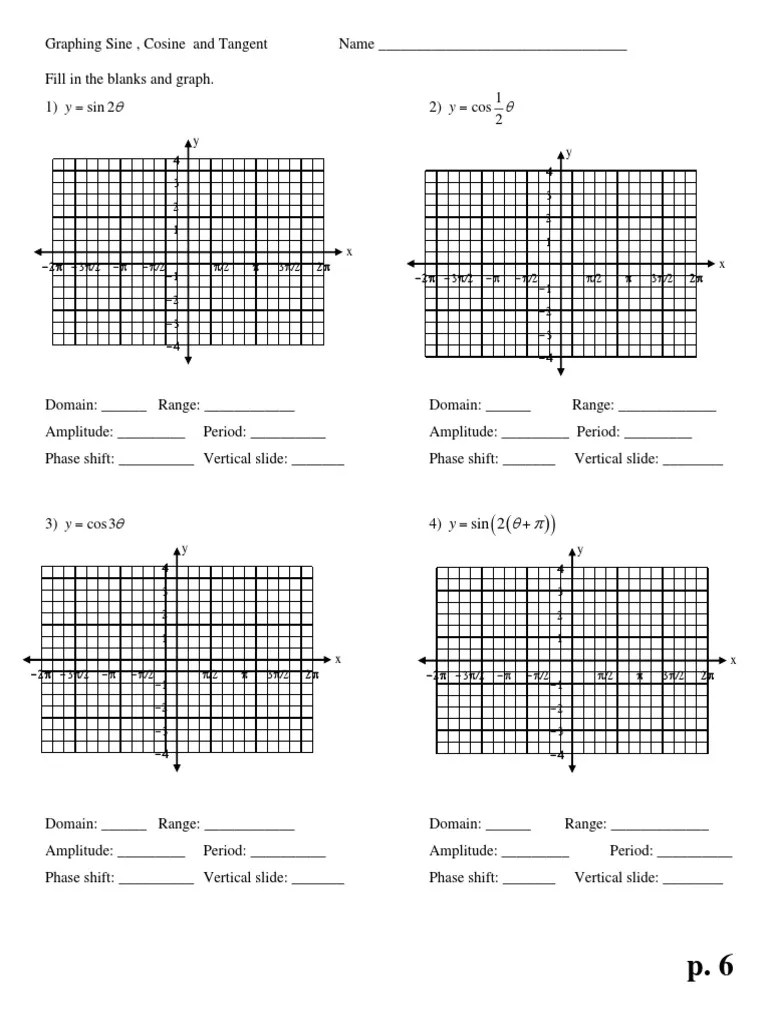 13.4 sine and cosine graphs worksheet. Worksheet Graphing Sine And Cosine Pdf Trigonometric Functions Sine