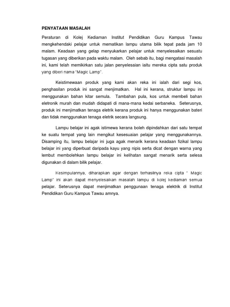 (pernyataan masalah), metodologi, keputusan dan kesimpulan. Penyataan Masalah Rbt Pdf