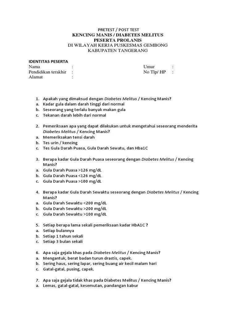 20 Soal Pretest:Posttest DM | PDF