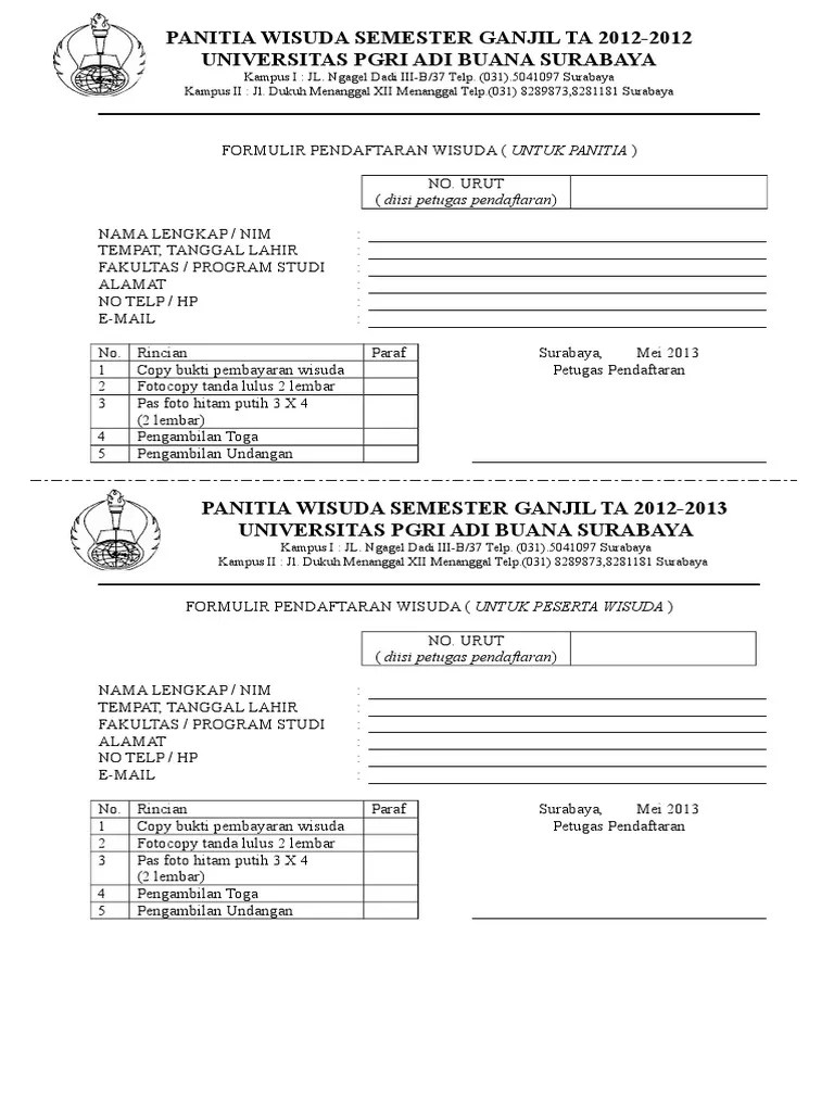 Persyaratan pas foto untuk ijazah. Form Pendaftaran Wisuda Pdf