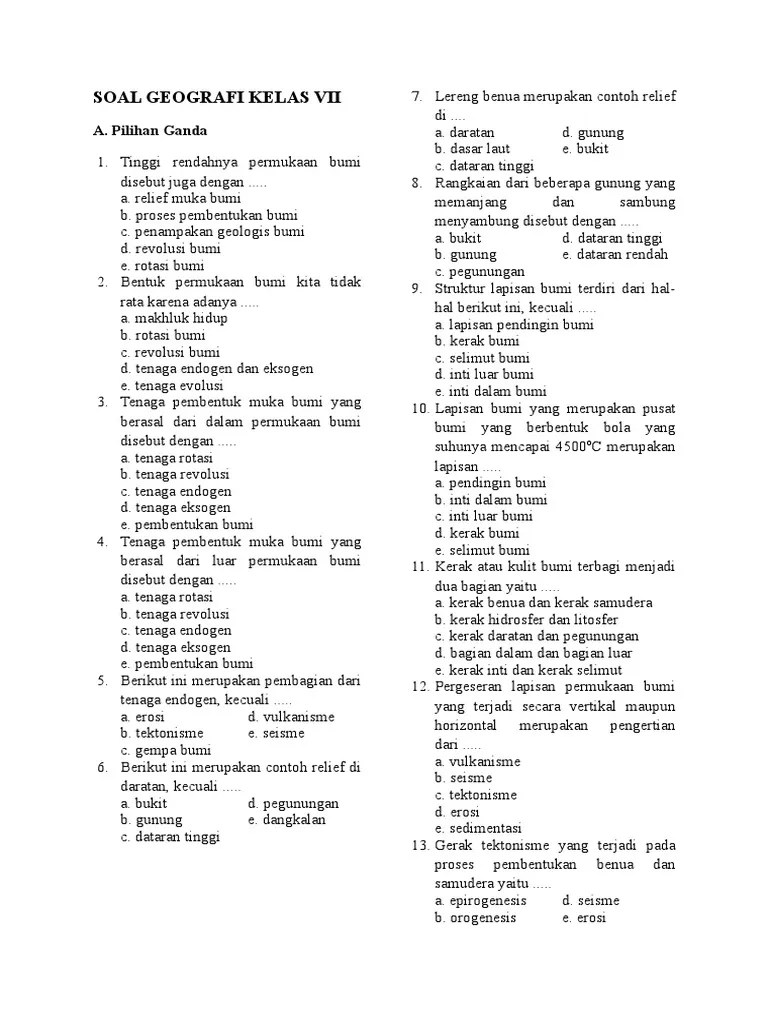 Materi geografi kelas x edit. Soal Geografi Kelas Vii Pdf