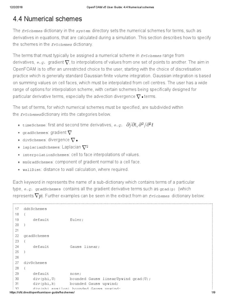 OpenFOAM Numerical Schemes | PDF | Numerical Analysis | Computational ...