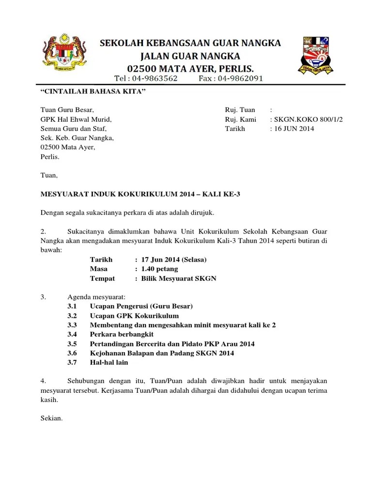 Contoh Surat Panggilan Mesyuarat Secara Online : Contoh Surat Panggilan Mesyuarat Syarikat Contoh Surat