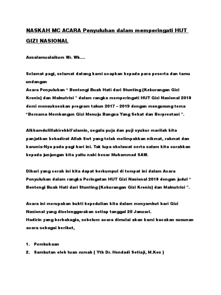 Naskah MC Acara Hut Gizi Nasional | PDF