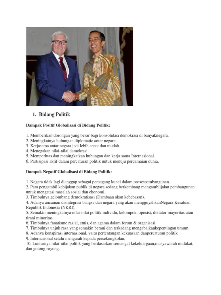 Dampak Globalisasi Di Bidang Politik