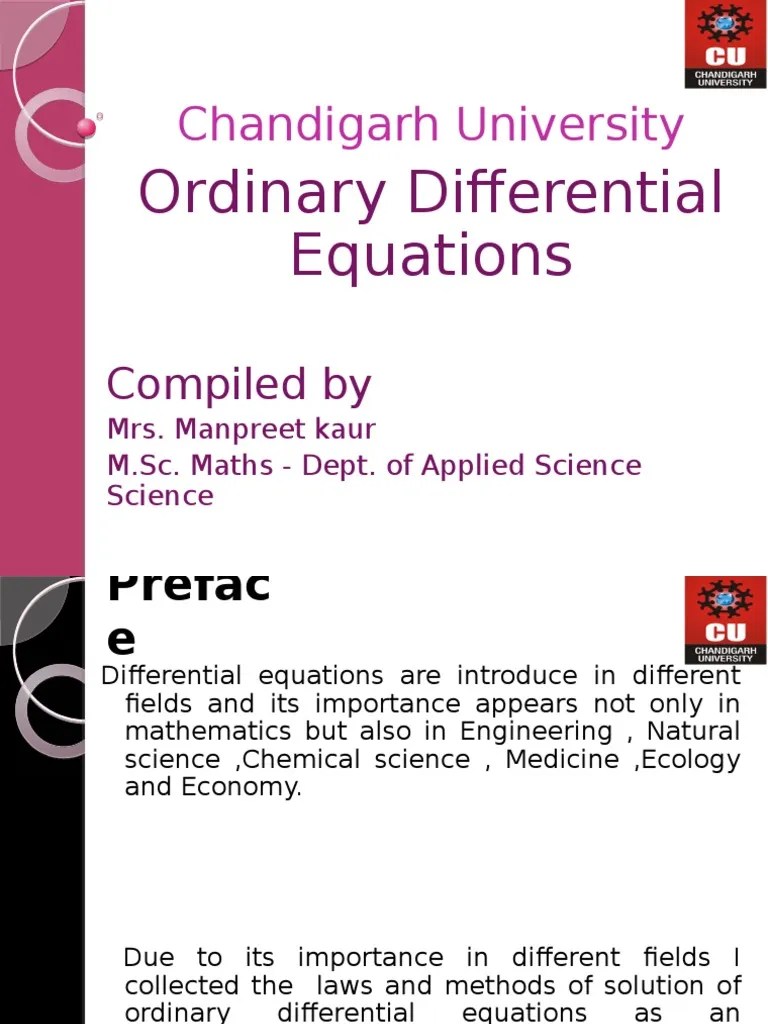 Ordinary Differential Equations | PDF | Differential Equations | Differential Calculus