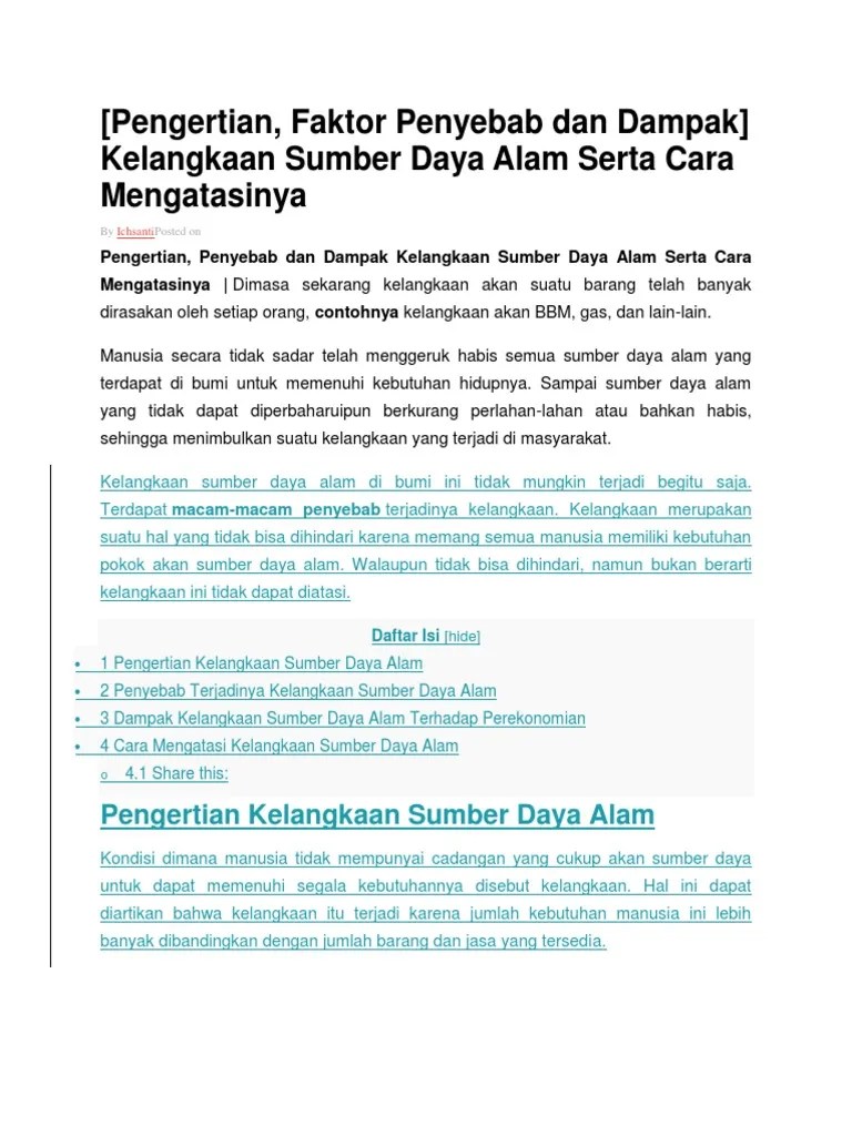 Bahan PPT Kelangkaan | PDF