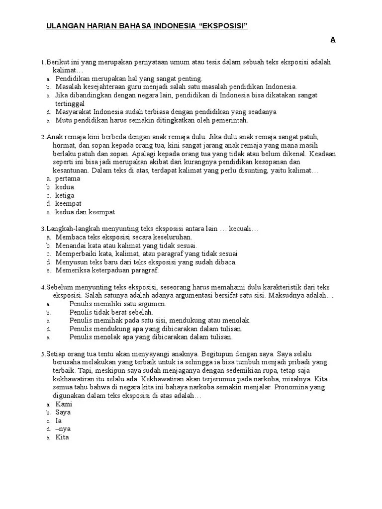 Soal Uh 2 Eksposisi Bind Candra | PDF