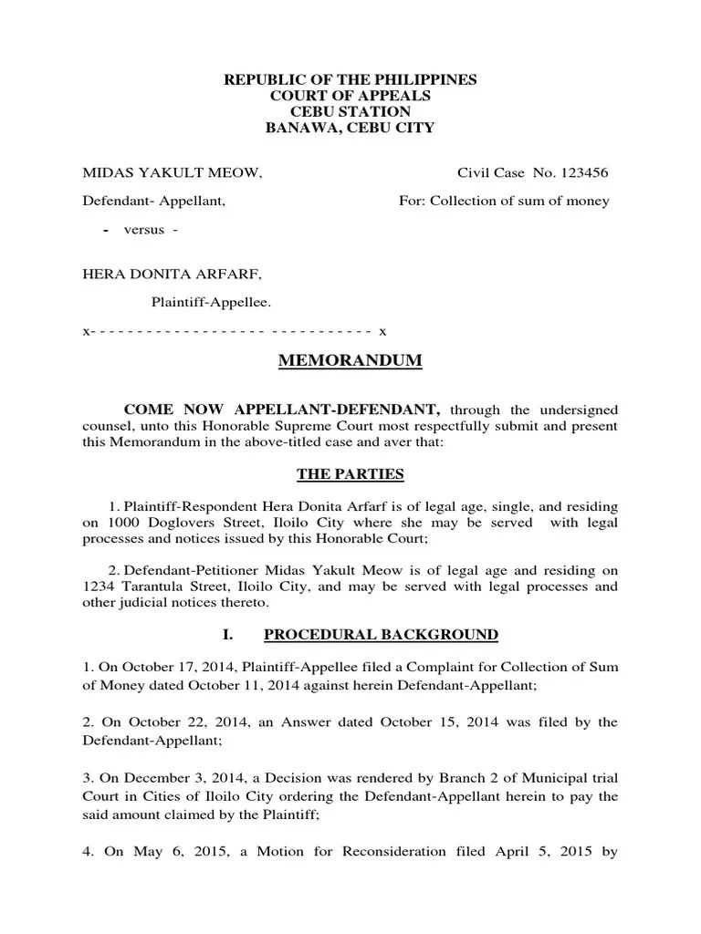 Memorandum sample