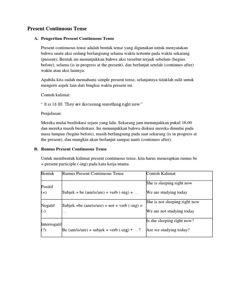 Present Continuous Tense | PDF | Seni & Disiplin Bahasa