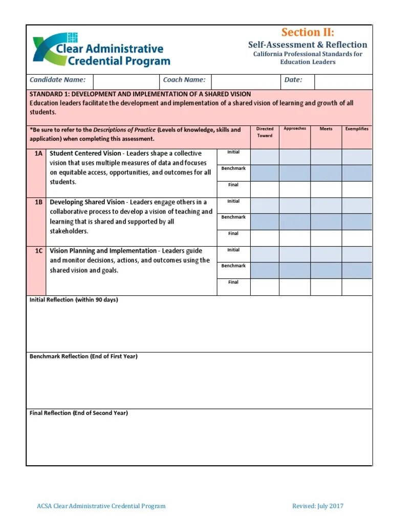 Section II Self-Assessment Reflection 8 | PDF | Leadership ...