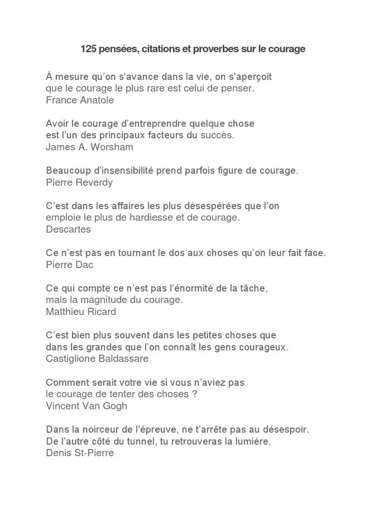 Le courage est le prix de la dignité. 125 Pensees Citations Proverbes Courage Vertu