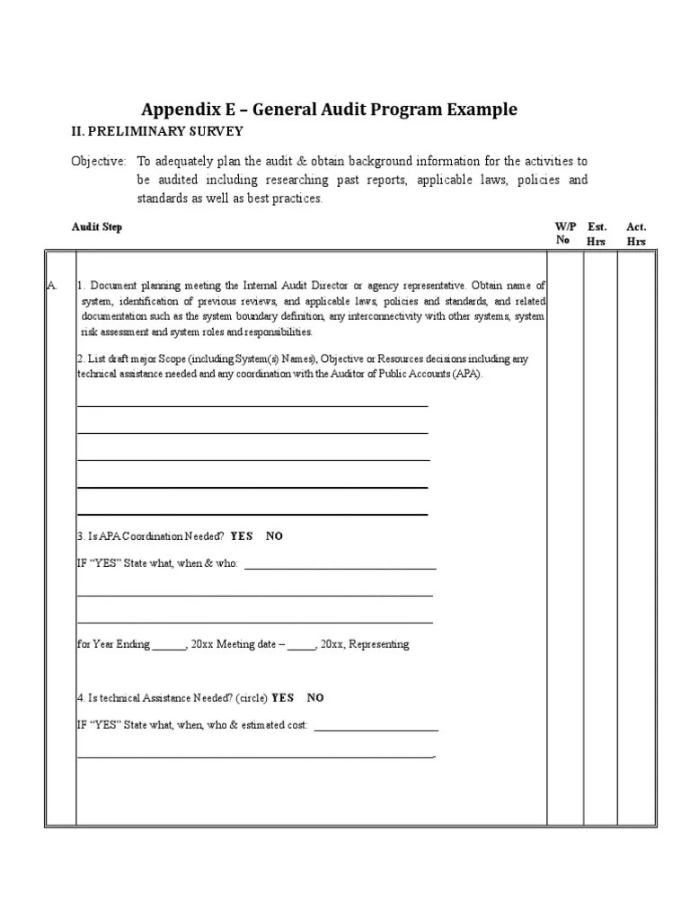General Audit Program Example | PDF | Field Research | Audit