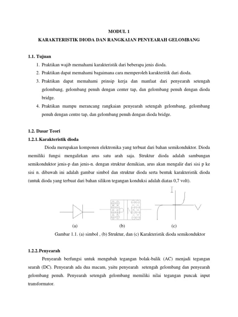 Modul 1 Karakteristik Dioda Dan Rangkaian Penyearah Gelombang