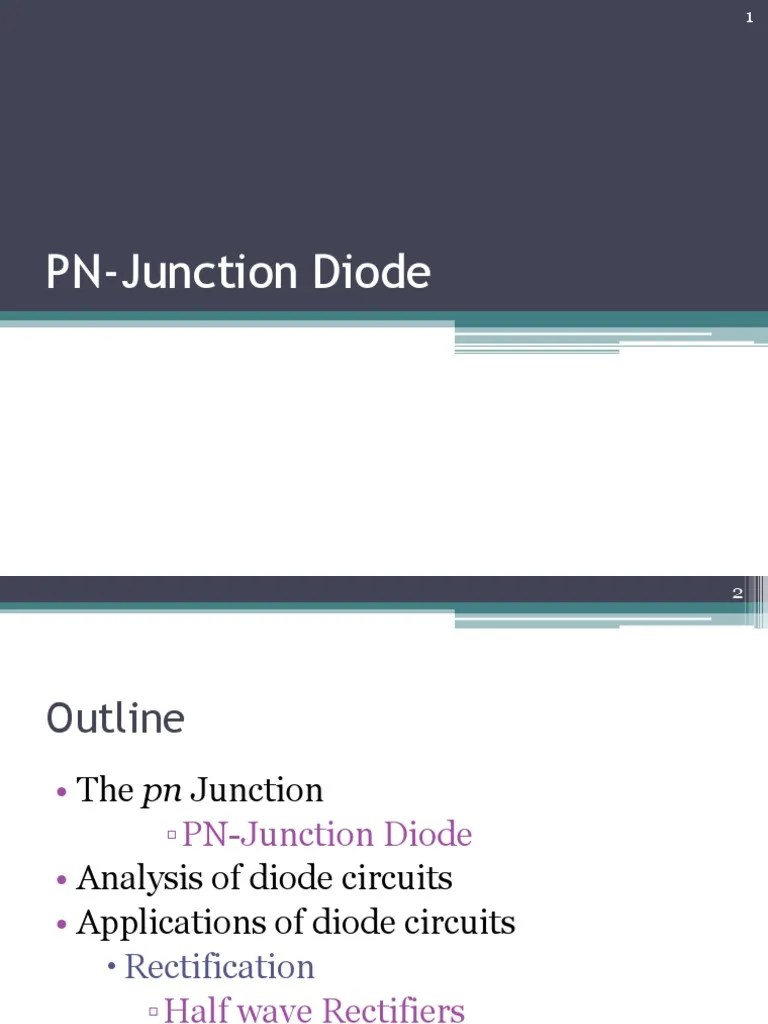 Pn Junction Diode Lecture 3 P N Junction Semiconductors