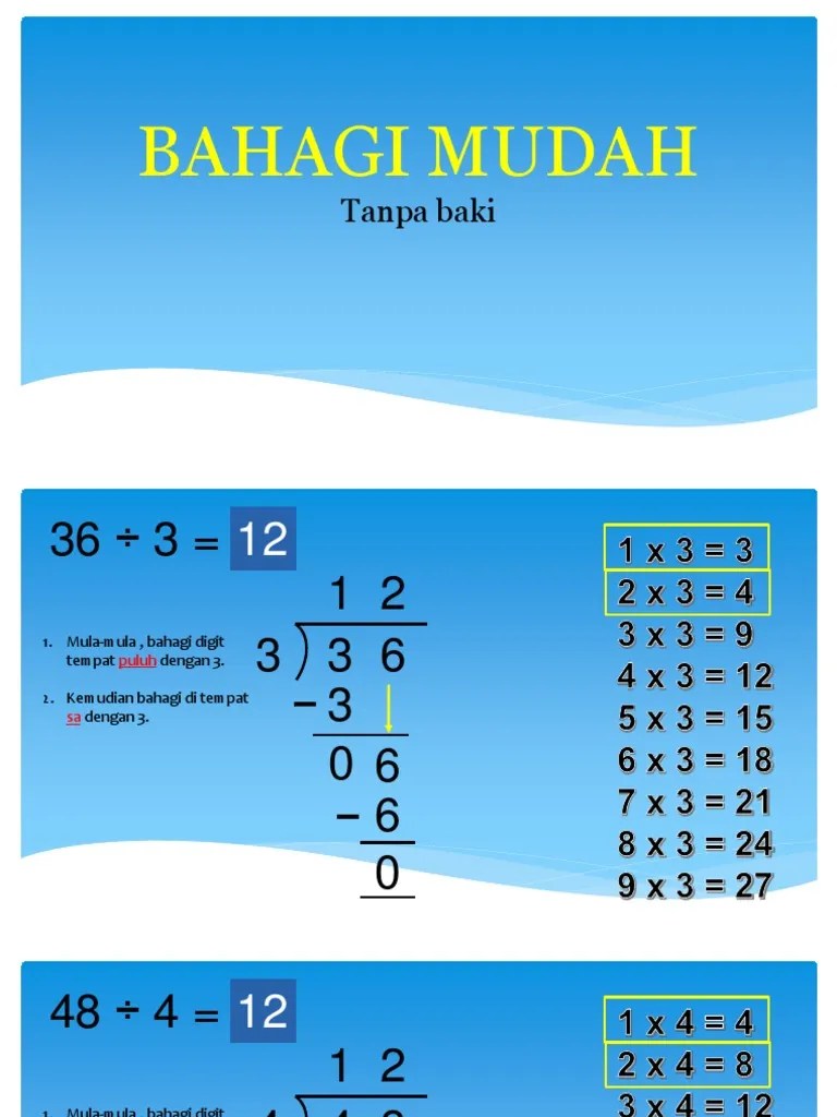 Powerpoint presentation bahagi mudah dhom qifa nib dhom fosuy melibatkan baki 25 ã· 2 83 ã· 2 57 ã· 3 ? Bahagi Tahun 3 Bentuk Lazim Pdf