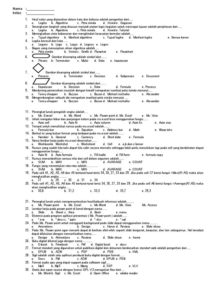 Check spelling or type a new query. 14 Contoh Soal Tentang Algoritma Pilihan Ganda Kumpulan Contoh Soal