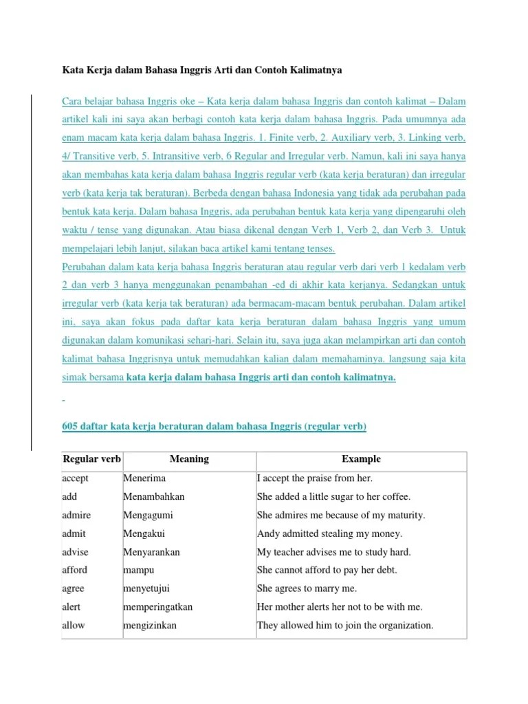 Antonim atau lawan kata merupakan istilah yang ada dalam pelajaran bahasa inggris dan bahasa indonesia. Home Pdf Bahasa Indonesia Kata Kerja
