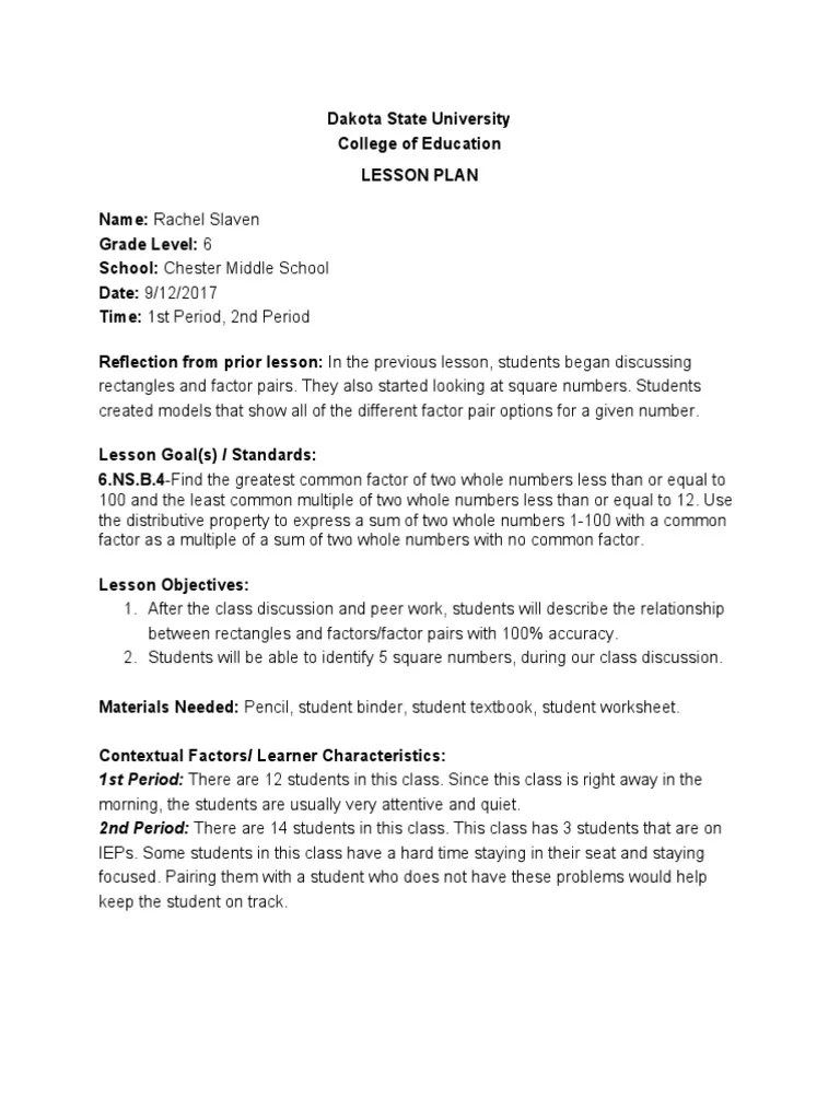 Lesson Plan 2-1 | PDF | Individualized Education Program | Differentiated Instruction