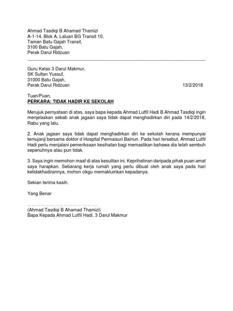 Hospital Contoh Surat Temujanji Doktor : 2