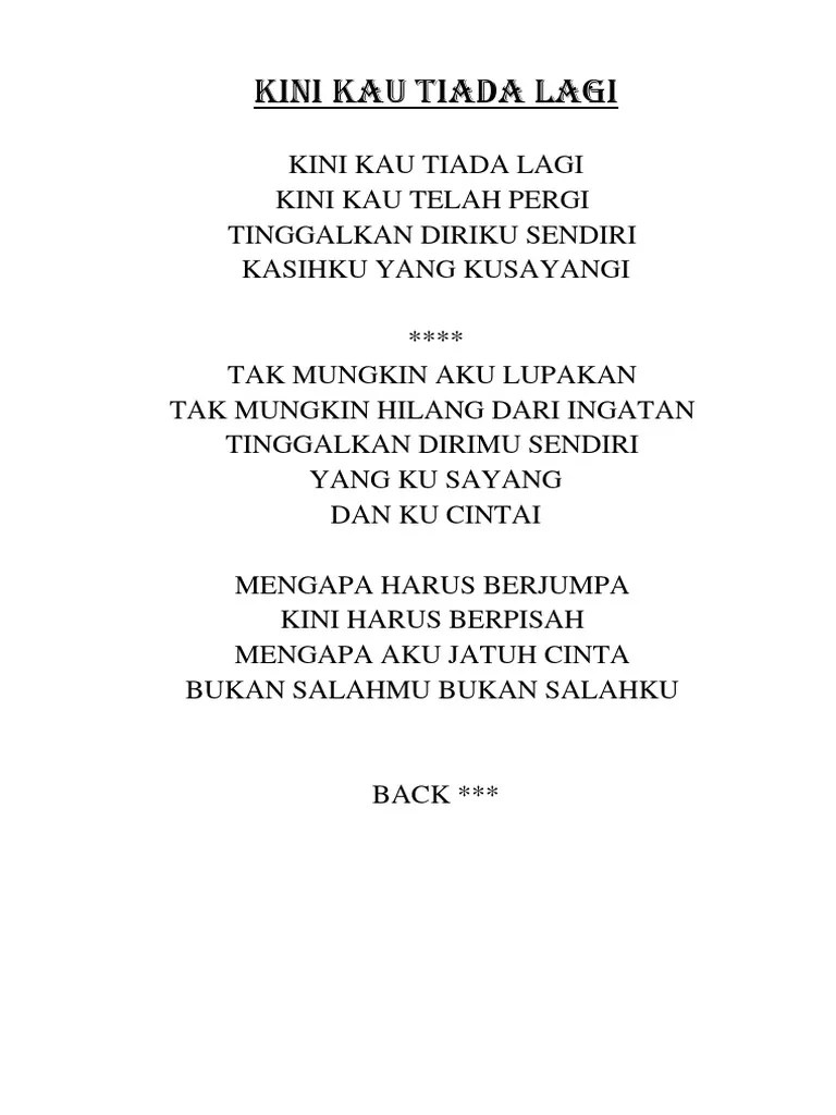 Lagu dsl adalah lagu rohani yang sangat menyentuh hati,,syair yg menyejukan kalbu,iman semakin bertumbuh dalam pengharapan akan kebesaran kasih tuhan yesus kristus,.buku nyanyian dsl masi bisa bisa di dapat di ambon,karna lagu dsl masi di pakai dlm pujian ibadah minggu. Kini Kau Tiada Lagi Pdf