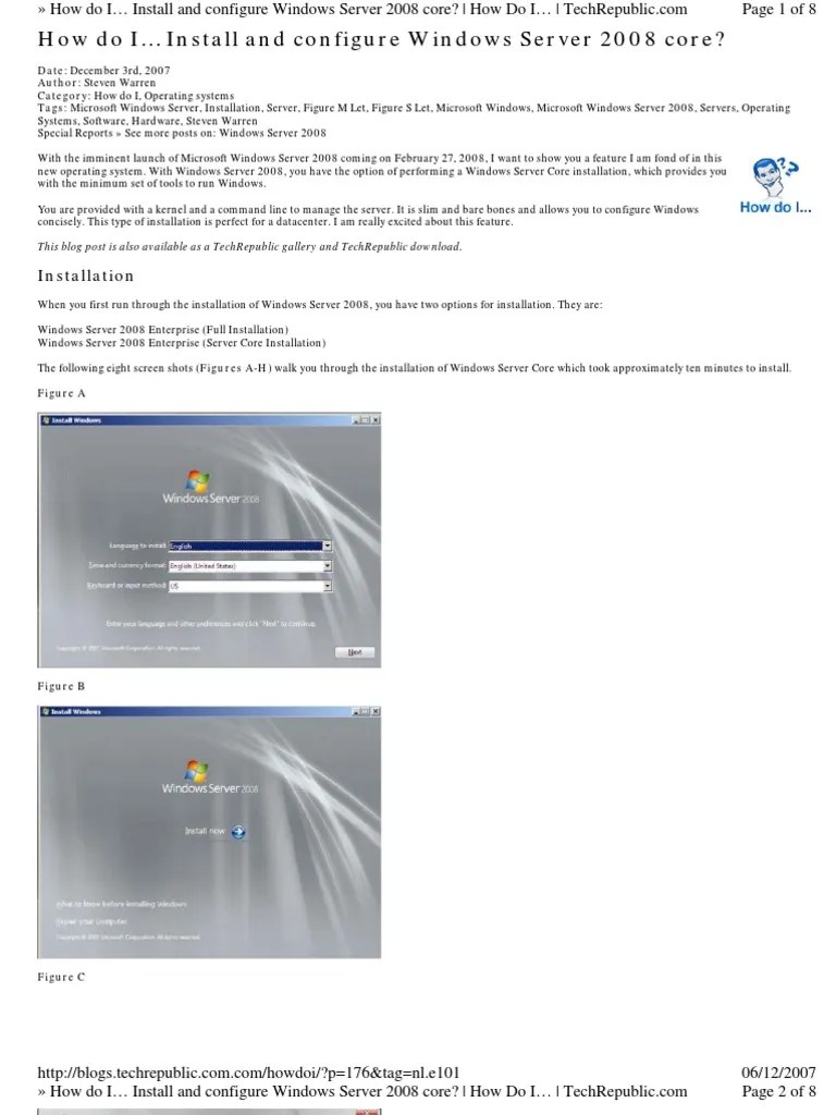 How To Install And Configure Windows Server 2008 Core | PDF | Windows Server 2008 | Ip Address