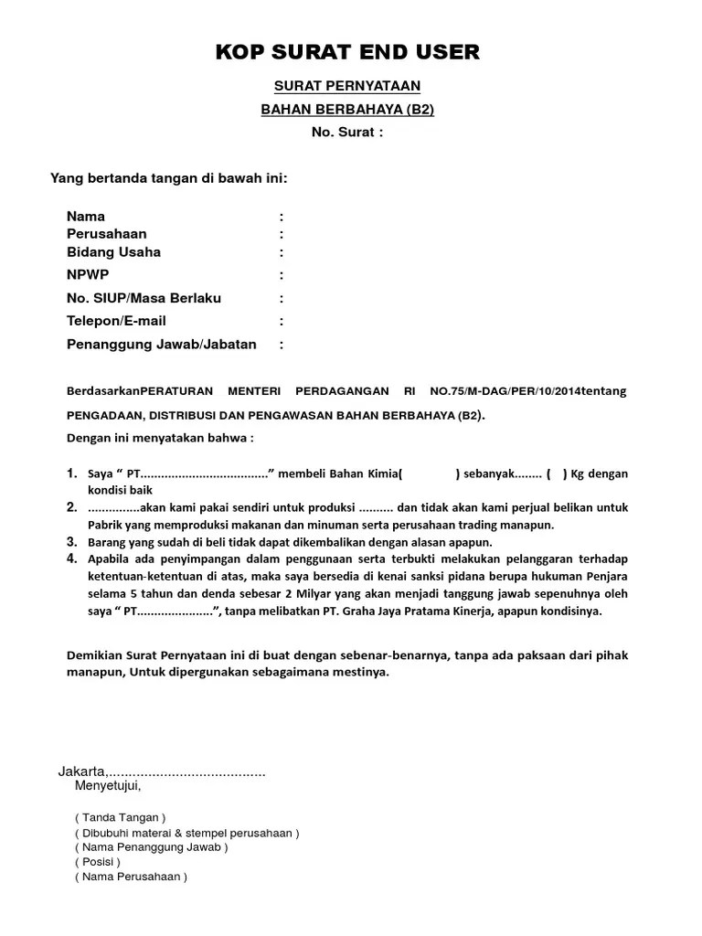 Surat Pernyataan Bahan Berbahaya | PDF