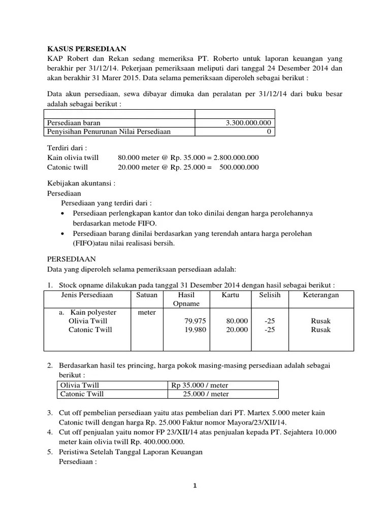 Hal ini dapat kita lihat pada laporan stock opname periode terakhir, yang menunjukkan penurunan selisih yang cukup besar, yaitu dari periode desember 2012 . Contoh Laporan Audit Persediaan