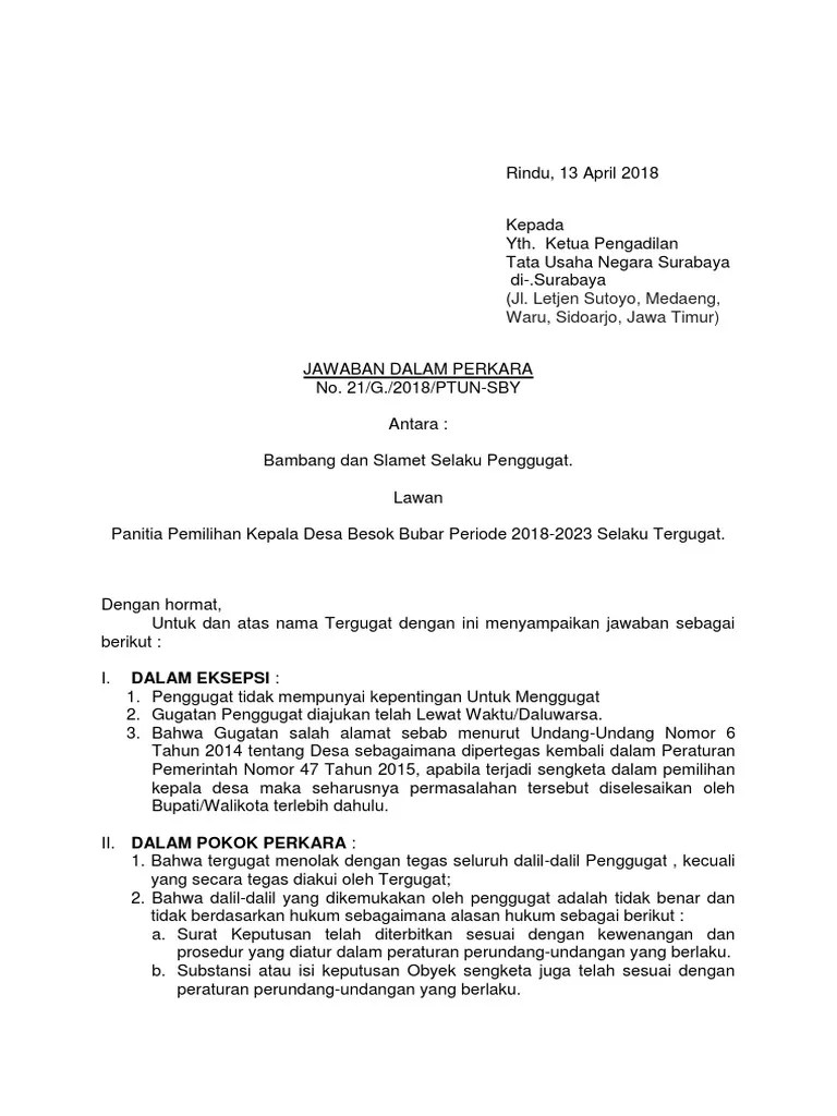 Contoh Surat Gugatan Ptun Lengkap Nusagates