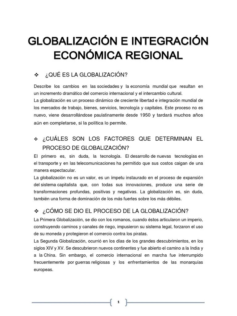 La Globalización: Un Proceso Dinámico De Integración Mundial Impulsado ...