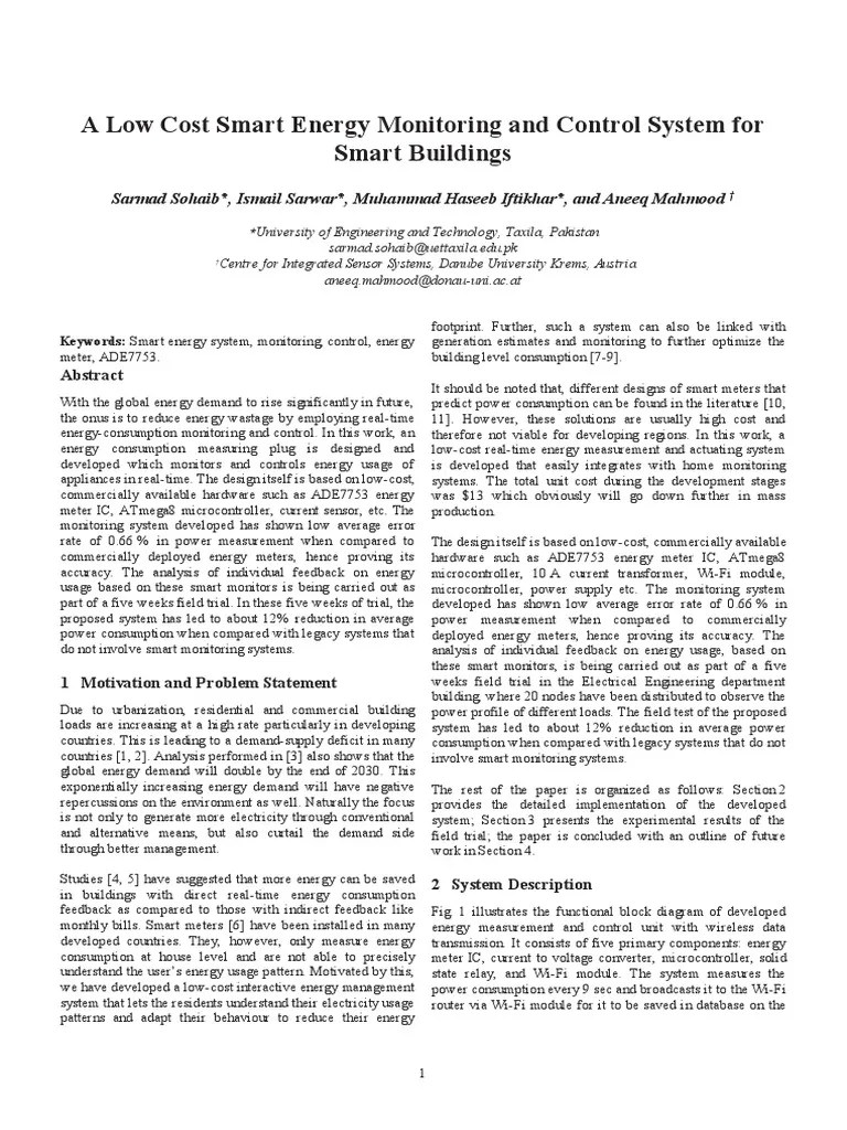A Low Cost Smart Energy Monitoring And Control System For Smart ...