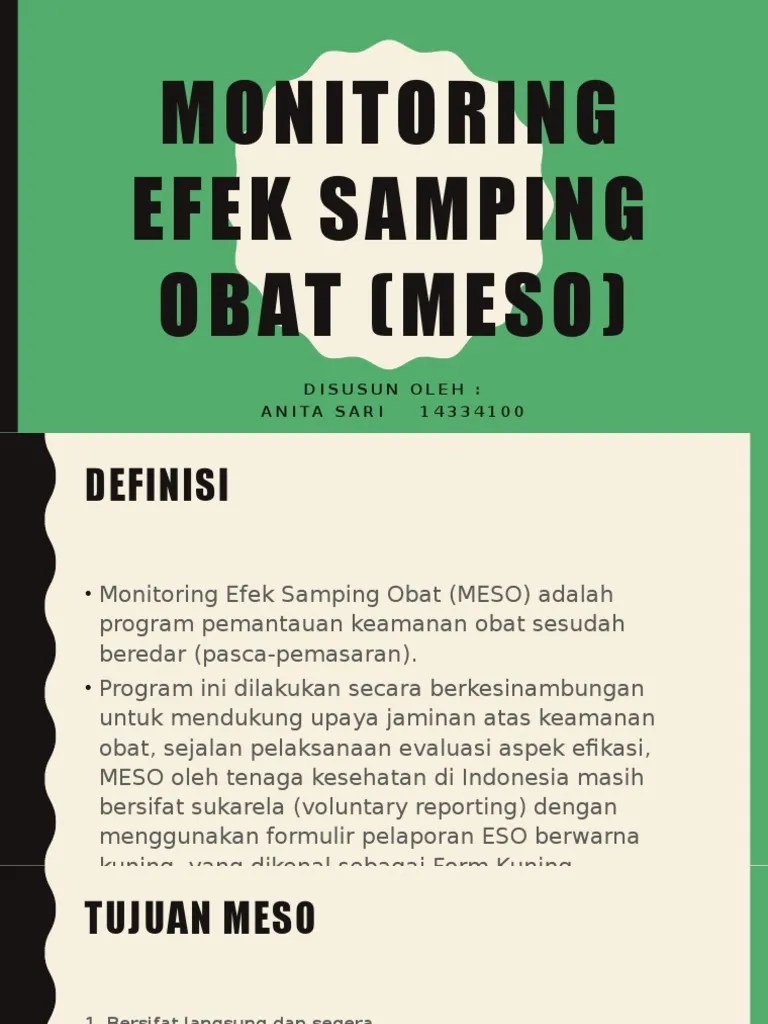 Monitoring Efek Samping Obat (MESO) | PDF