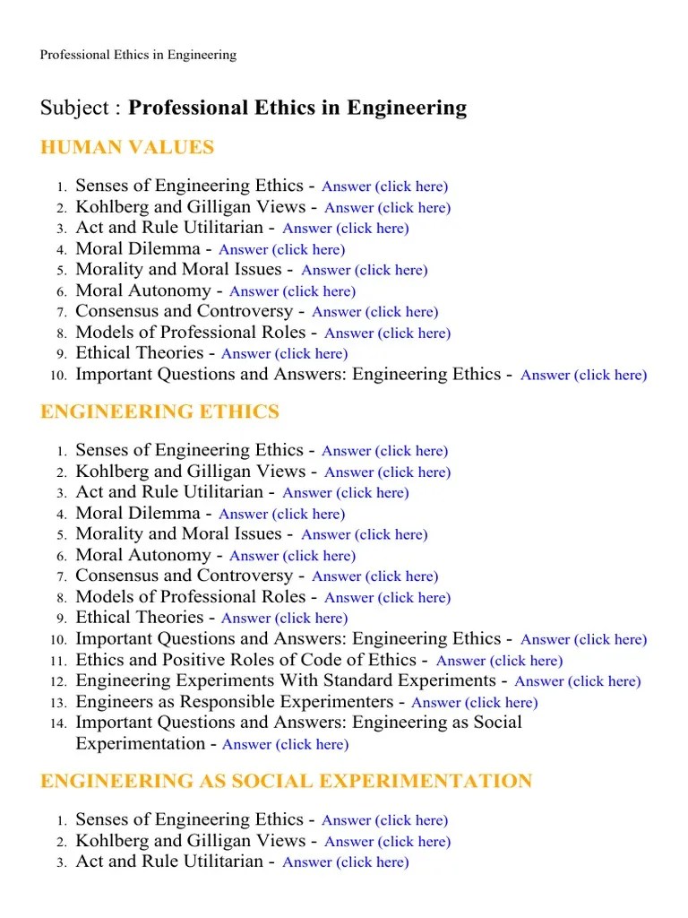 Professional Ethics In Engineering Lecture Notes Study