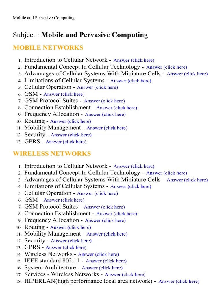 Mobile And Pervasive Computing Lecture Notes Study Material And