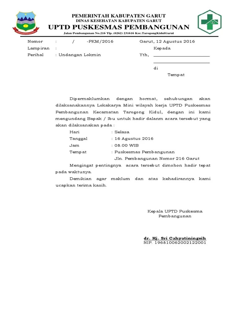 Surat Undangan Rapat Blud Puskesmas Kecamatan Cengkareng 
